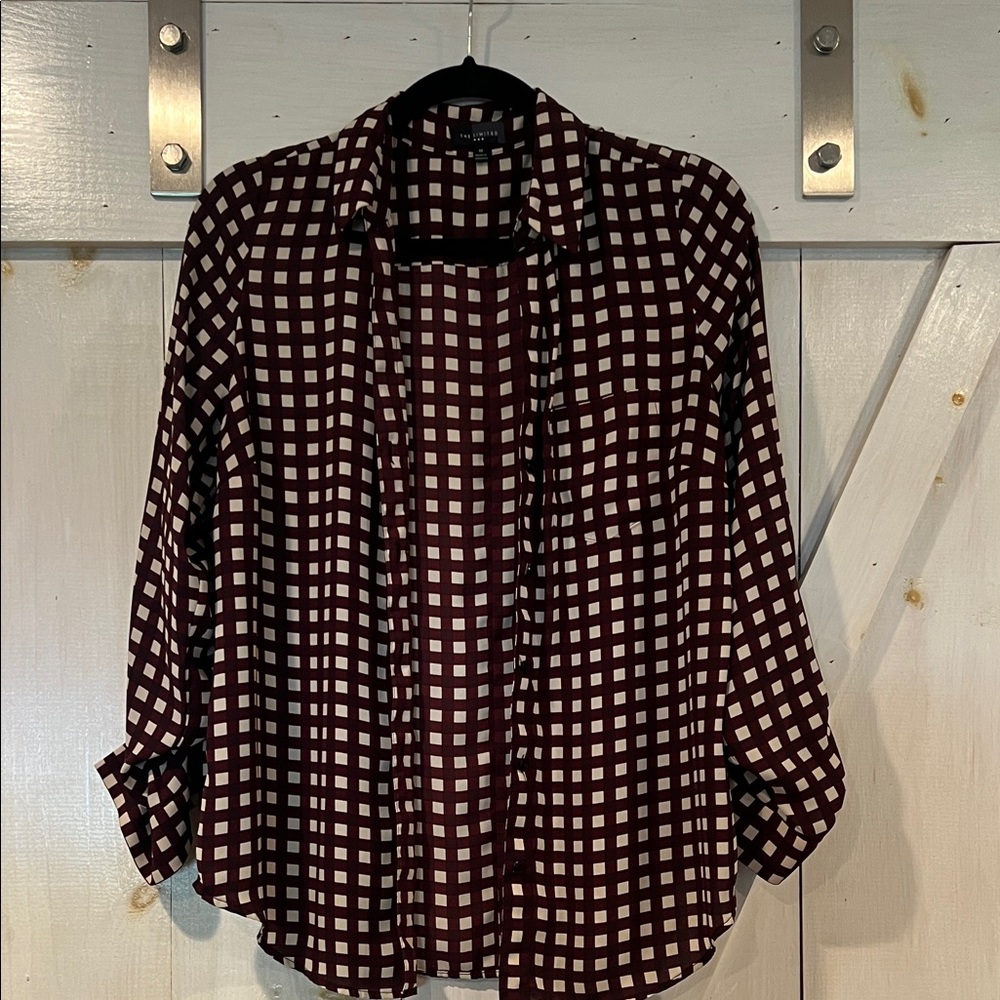 The Limited Maroon and White Checkered Shirt